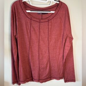 Prana Women's Brick Red Long‎ Sleeve Sweatshirt wool blend Size L